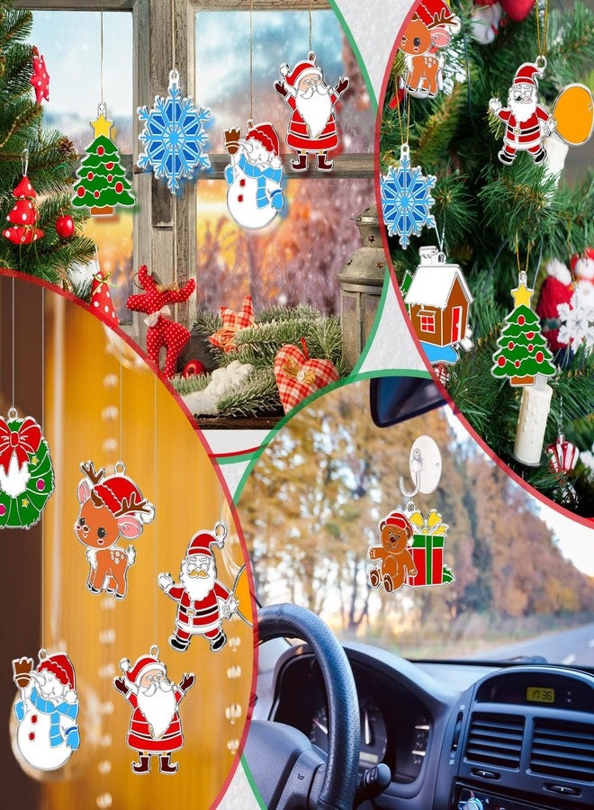 RoundFunny 60 Sets Christmas Suncatchers Craft Ornaments Decorations DIY Window Art Kits Paint for Classroom Activity Art Project - Image 4